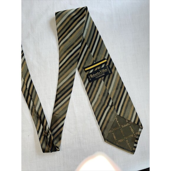 Roberto Villini Dress Tie Mens Size 59" Multicolor Striped 100% Silk Designer - Picture 10 of 12